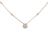 14k Rose Gold .70ct G VS2 Center Round Diamond and along Halo .23ct G VS2 Round Solitaire Necklace